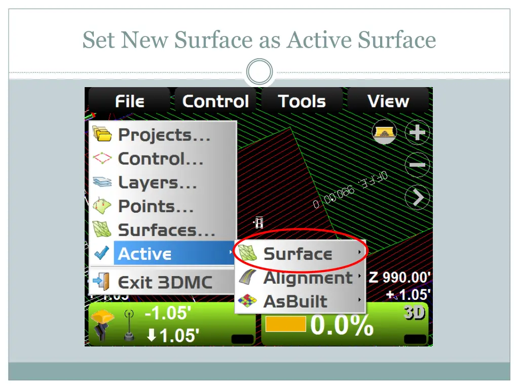 set new surface as active surface