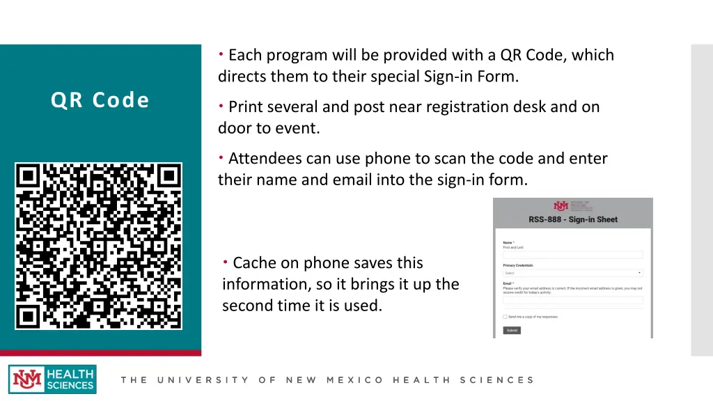 each program will be provided with a qr code