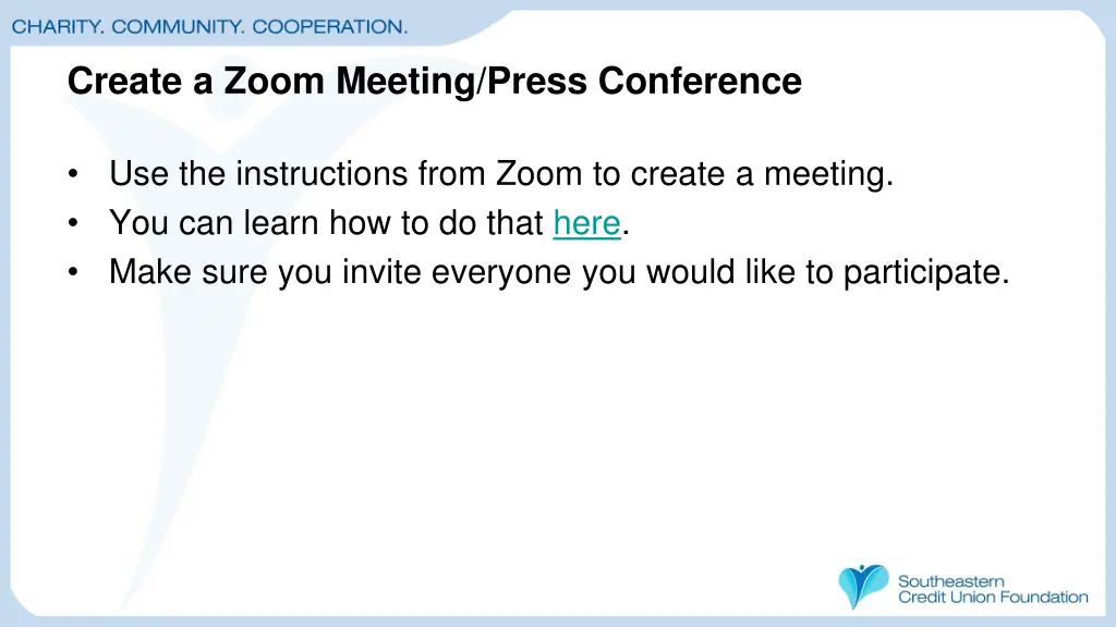 create a zoom meeting press conference