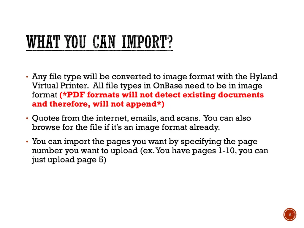 what you can import