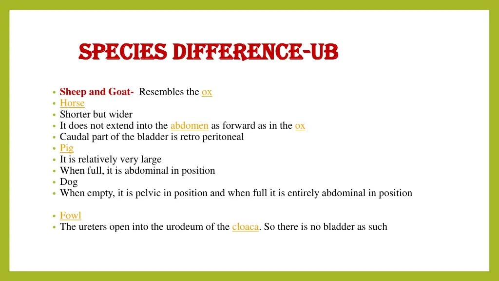 species difference species difference ub