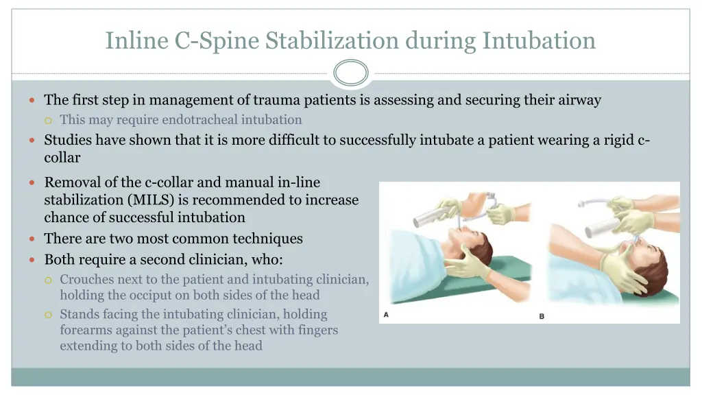 inline c spine stabilization during intubation