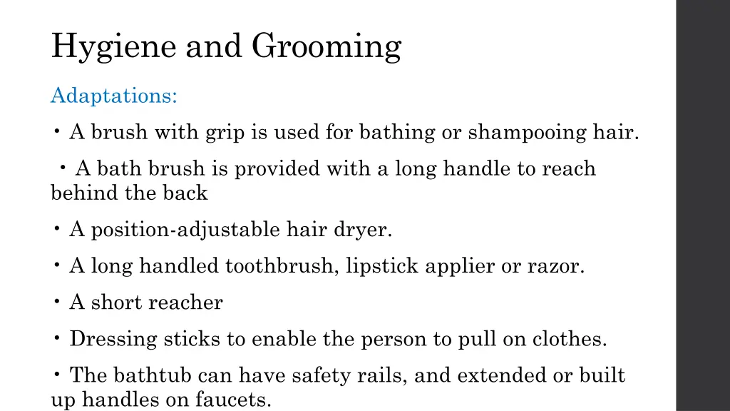 hygiene and grooming