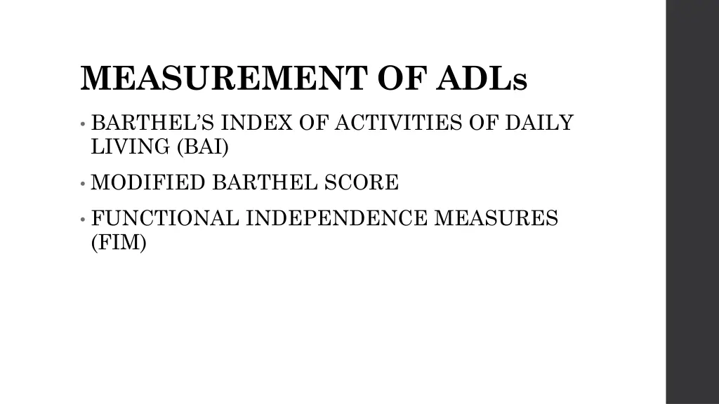 measurement of adls