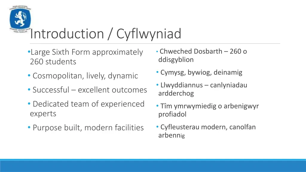 introduction cyflwyniad large sixth form