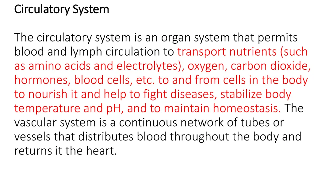 circulatory system circulatory system