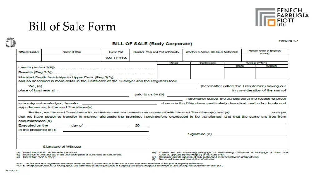 bill of sale form