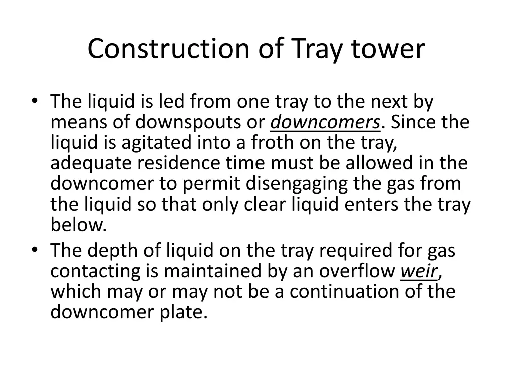 construction of tray tower