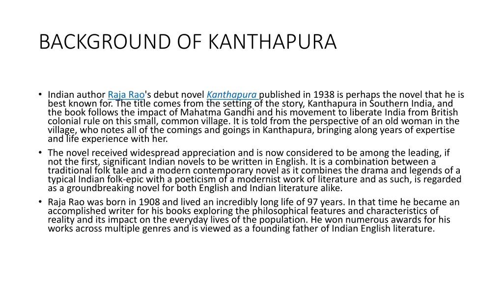 background of kanthapura