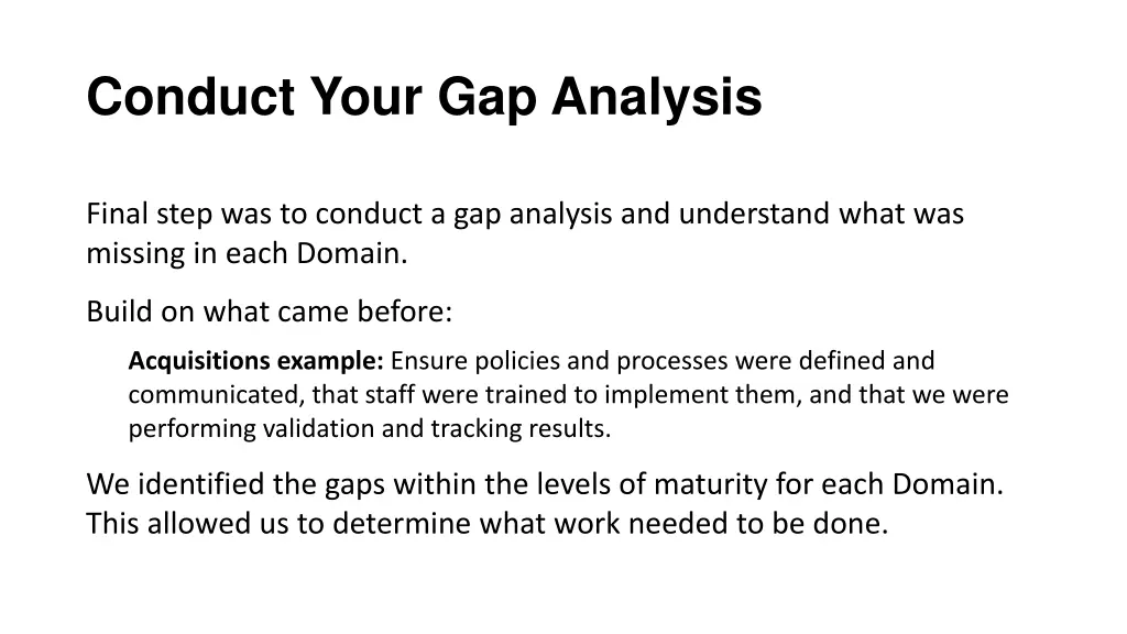 conduct your gap analysis