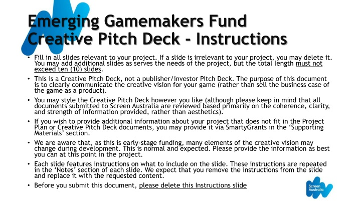 emerging gamemakers fund creative pitch deck