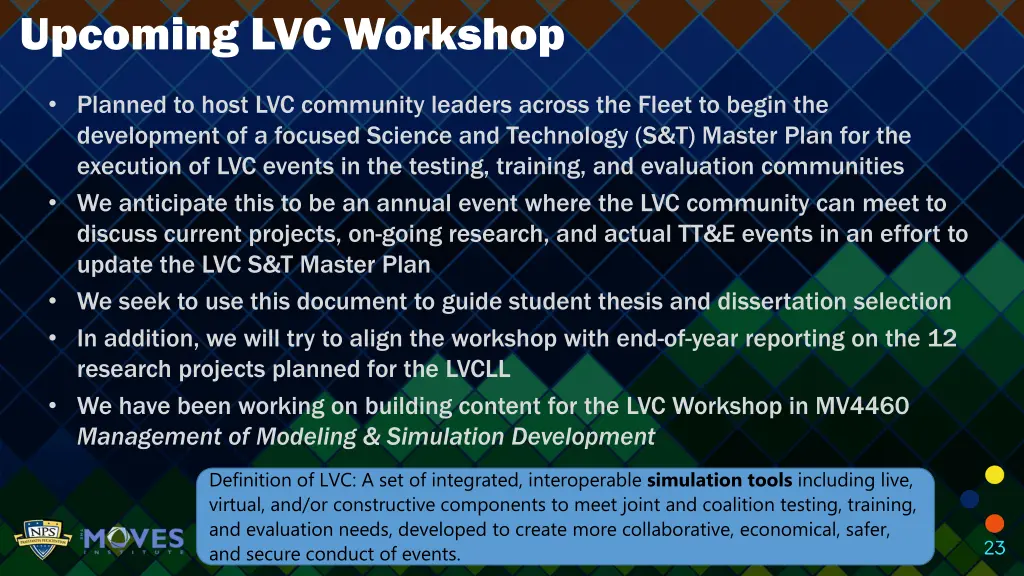 upcoming lvc workshop