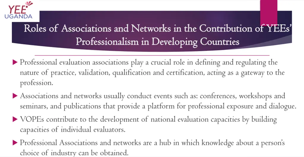 roles of associations and networks