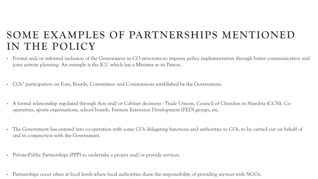 some examples of partnerships mentioned