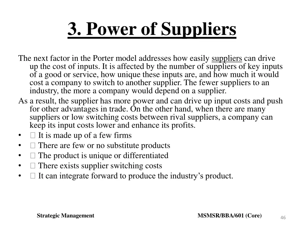 3 power of suppliers