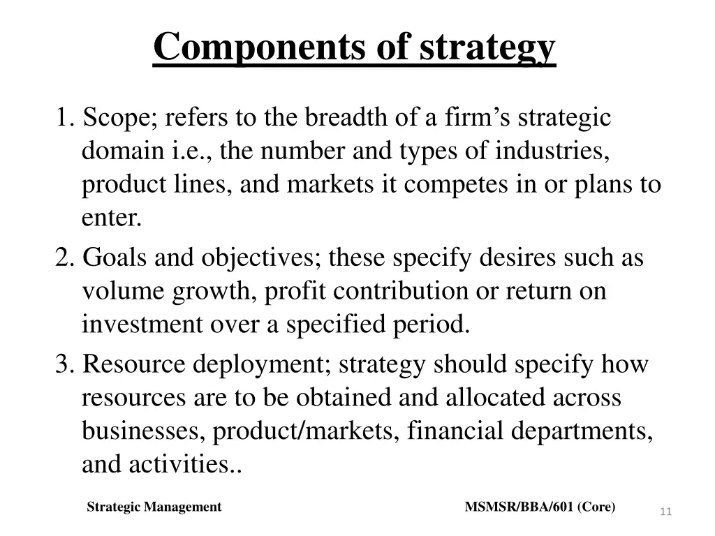 components of strategy