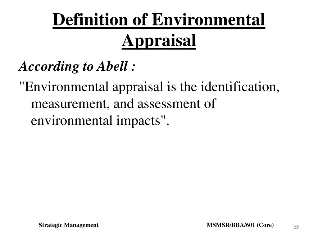 definition of environmental appraisal