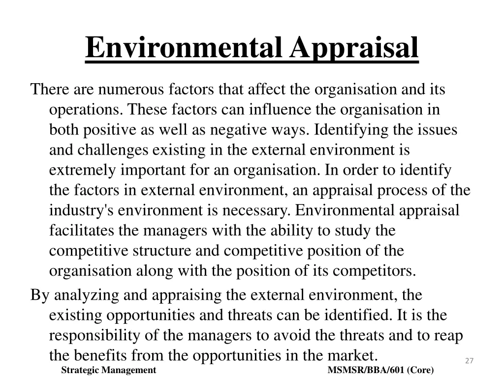 environmental appraisal