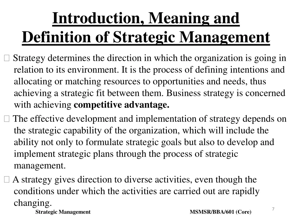 introduction meaning and definition of strategic 1