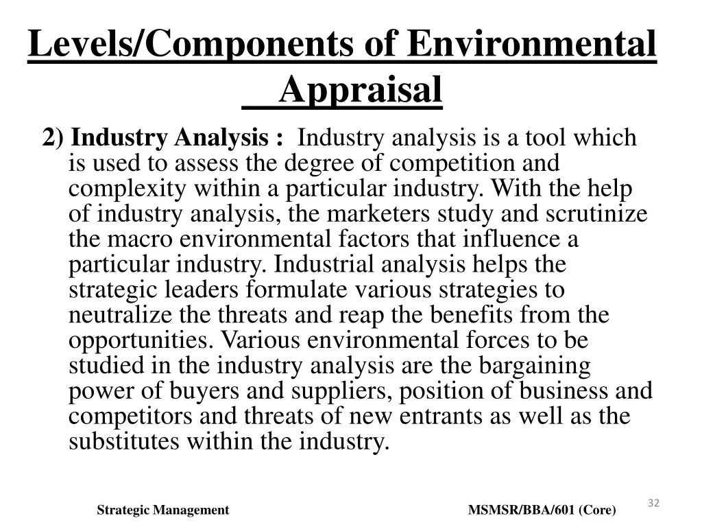 levels components of environmental appraisal 2