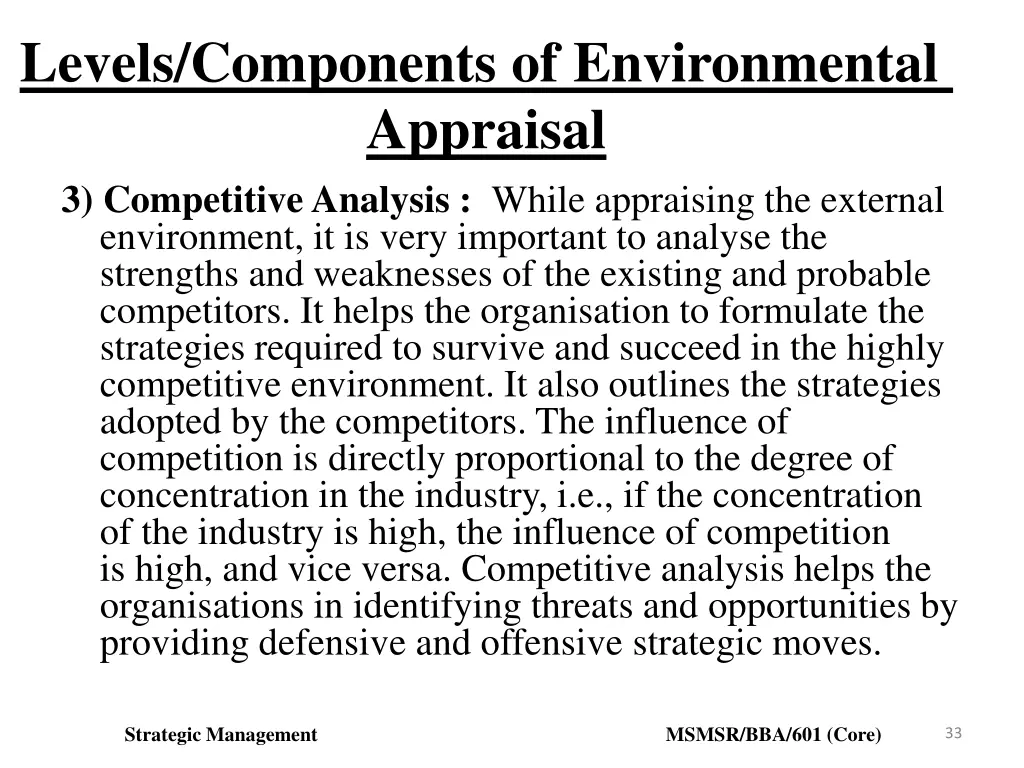 levels components of environmental appraisal 3