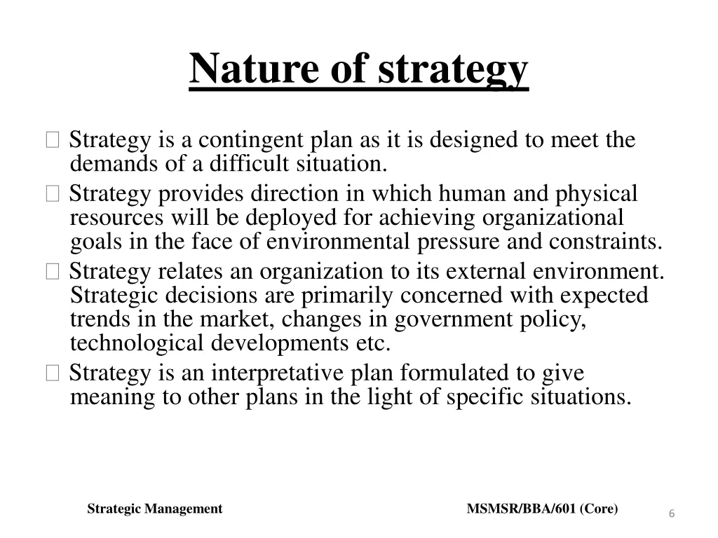 nature of strategy