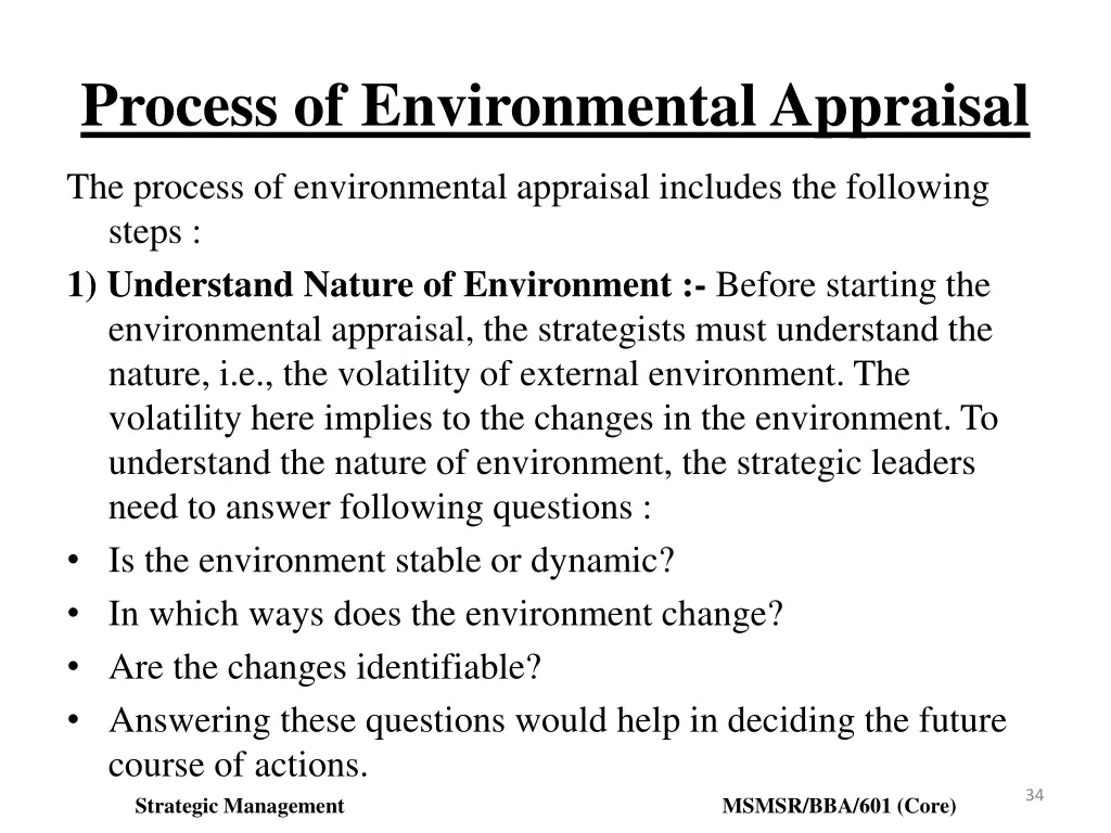 process of environmental appraisal