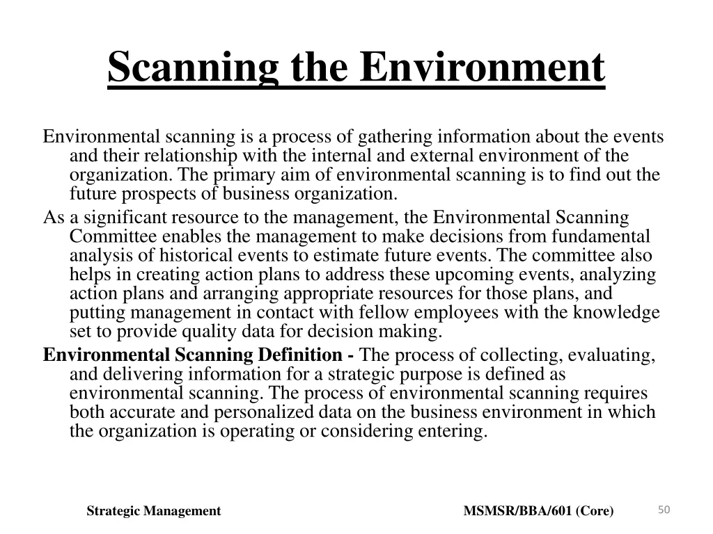 scanning the environment