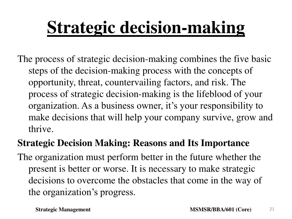 strategic decision making 1