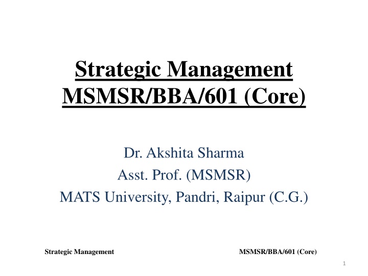 strategic management msmsr bba 601 core