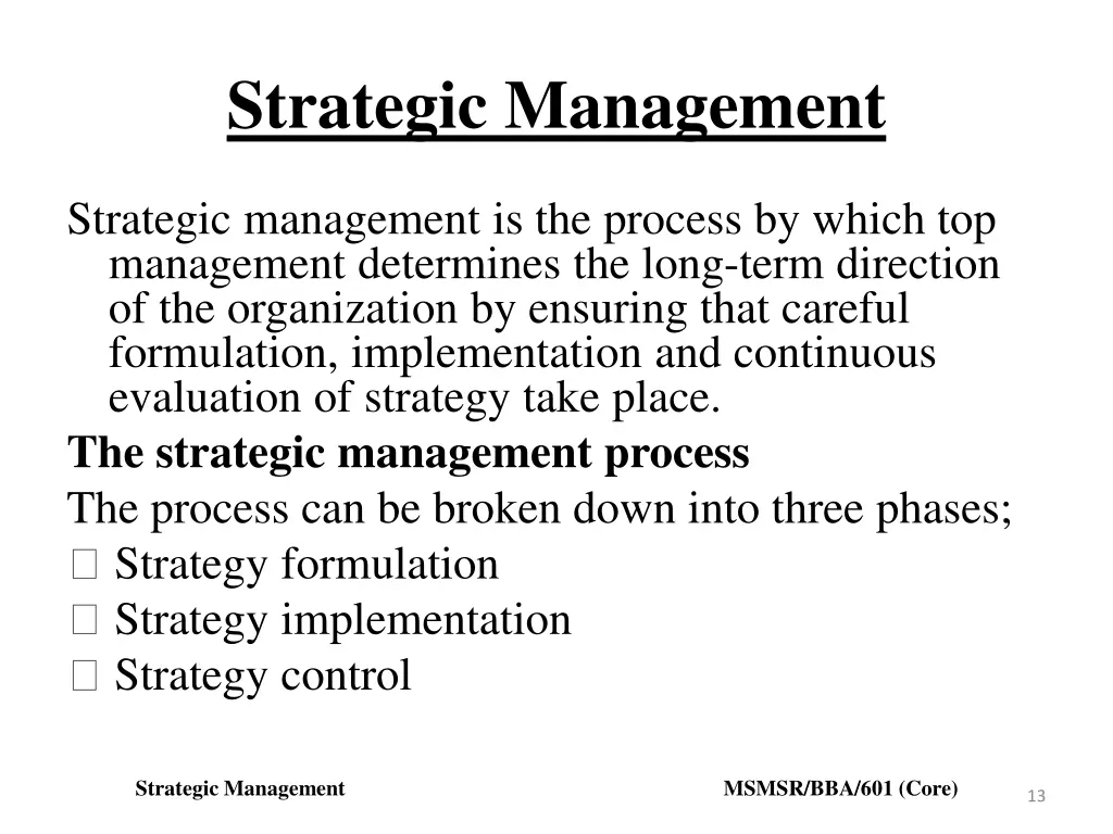 strategic management