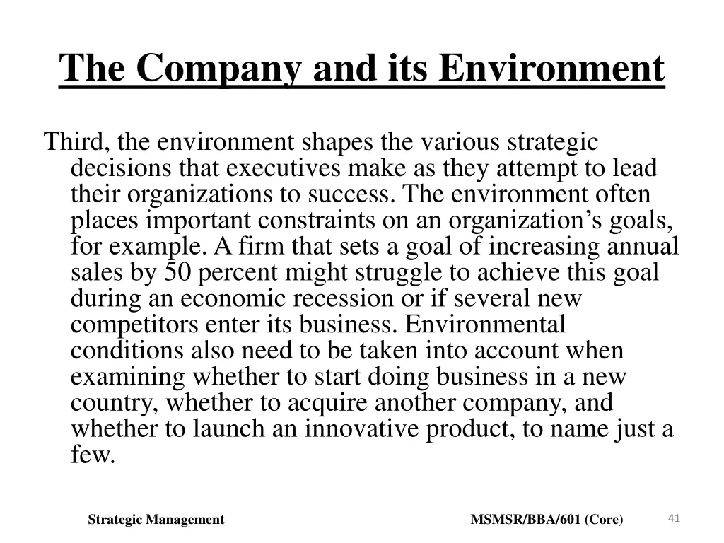 the company and its environment 3