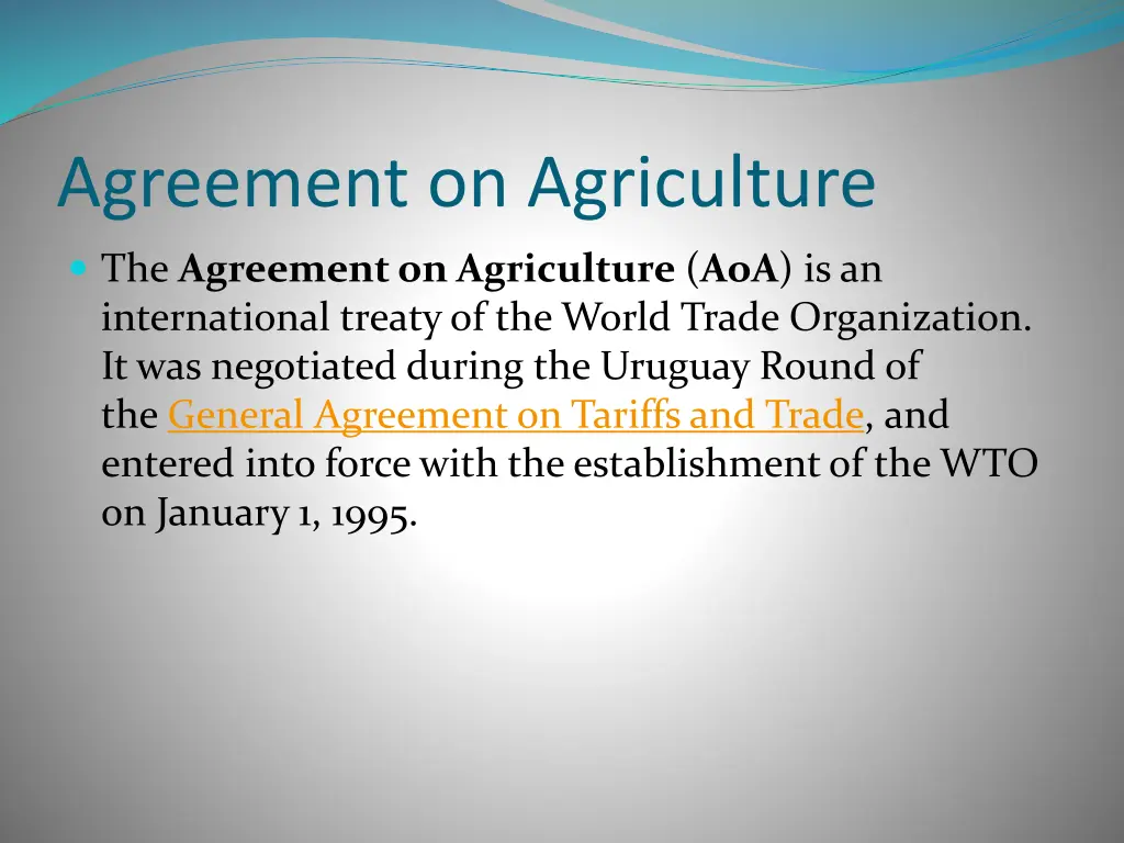 agreement on agriculture