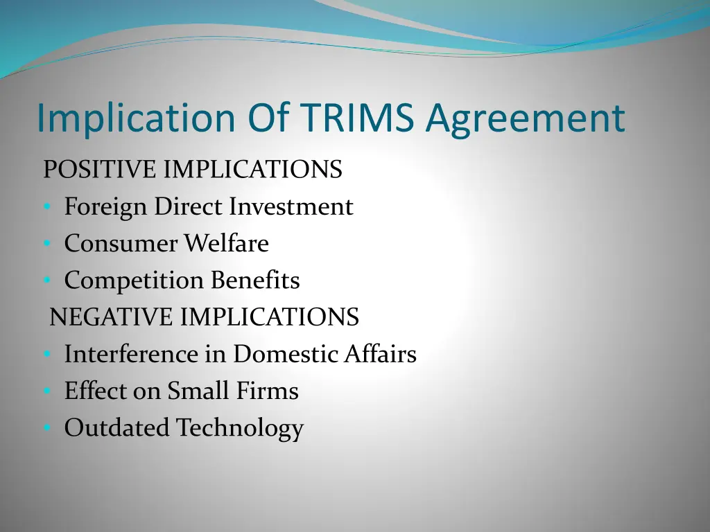 implication of trims agreement