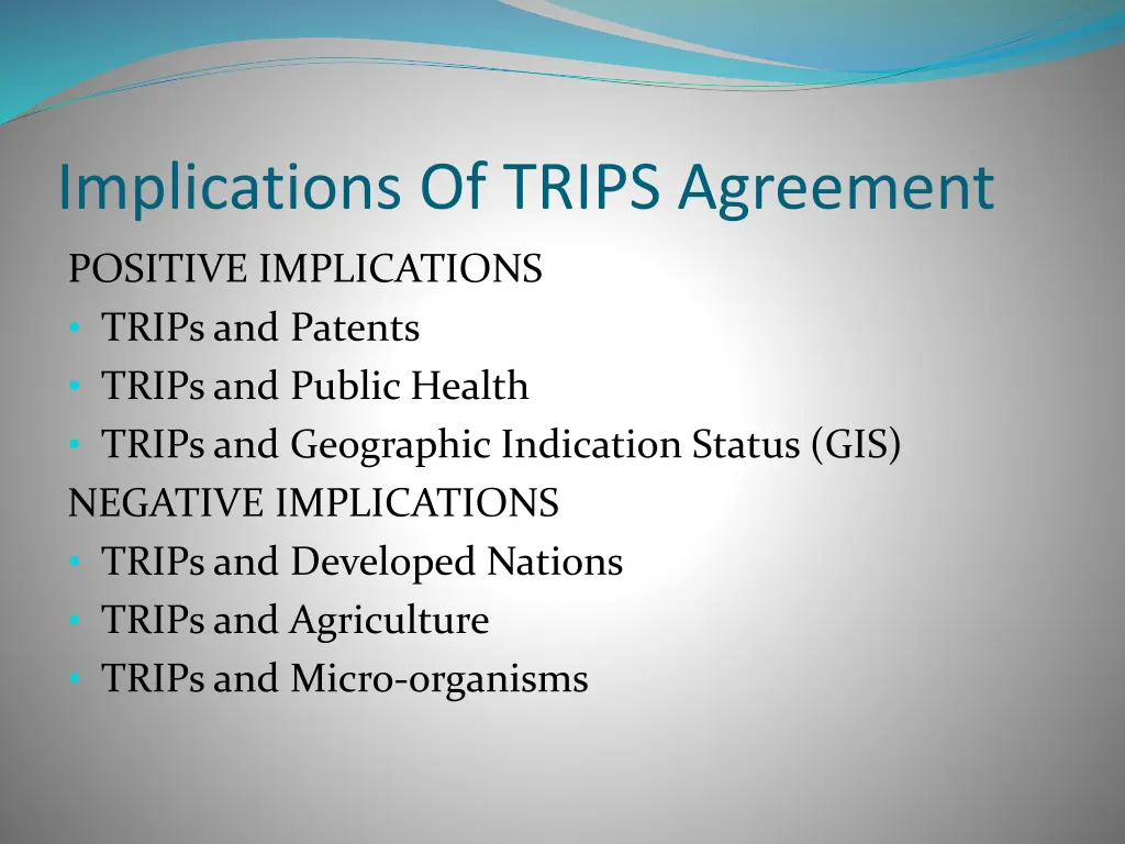 implications of trips agreement