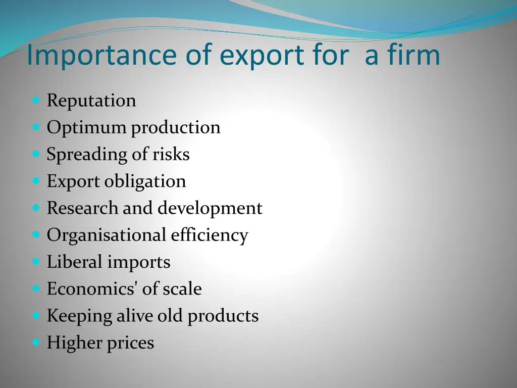 importance of export for a firm