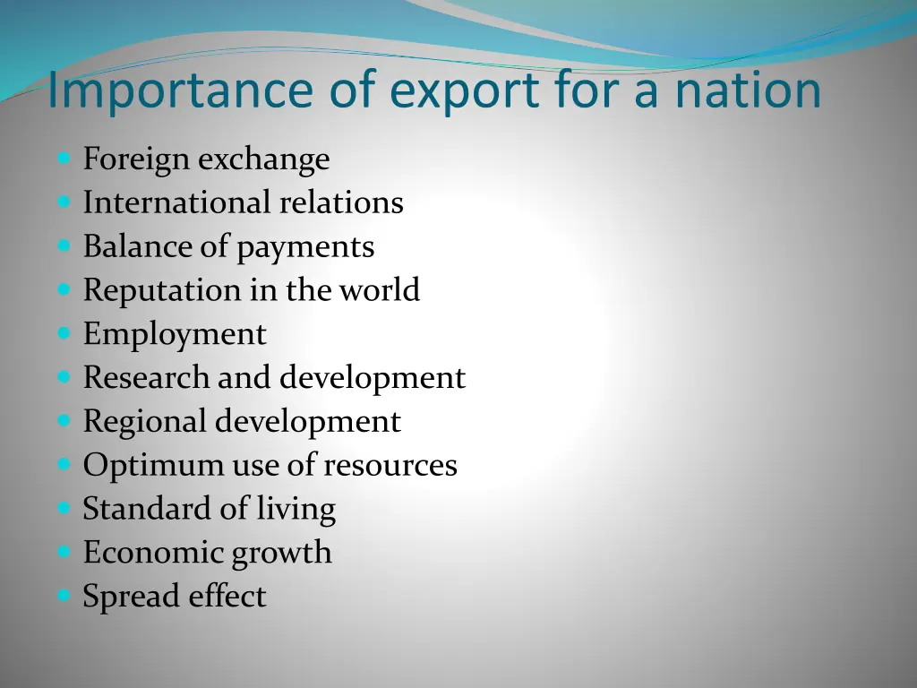 importance of export for a nation