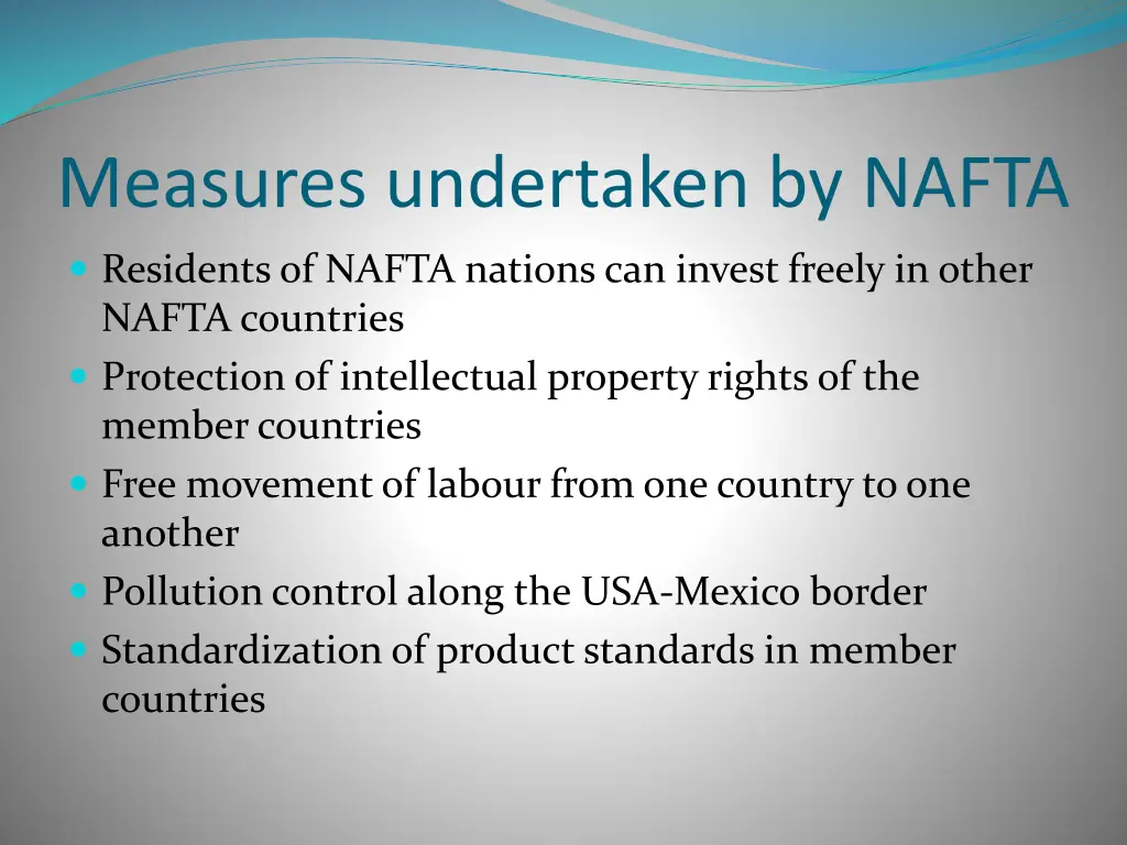 measures undertaken by nafta