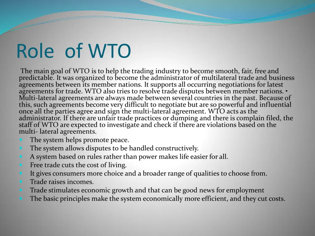 role of wto