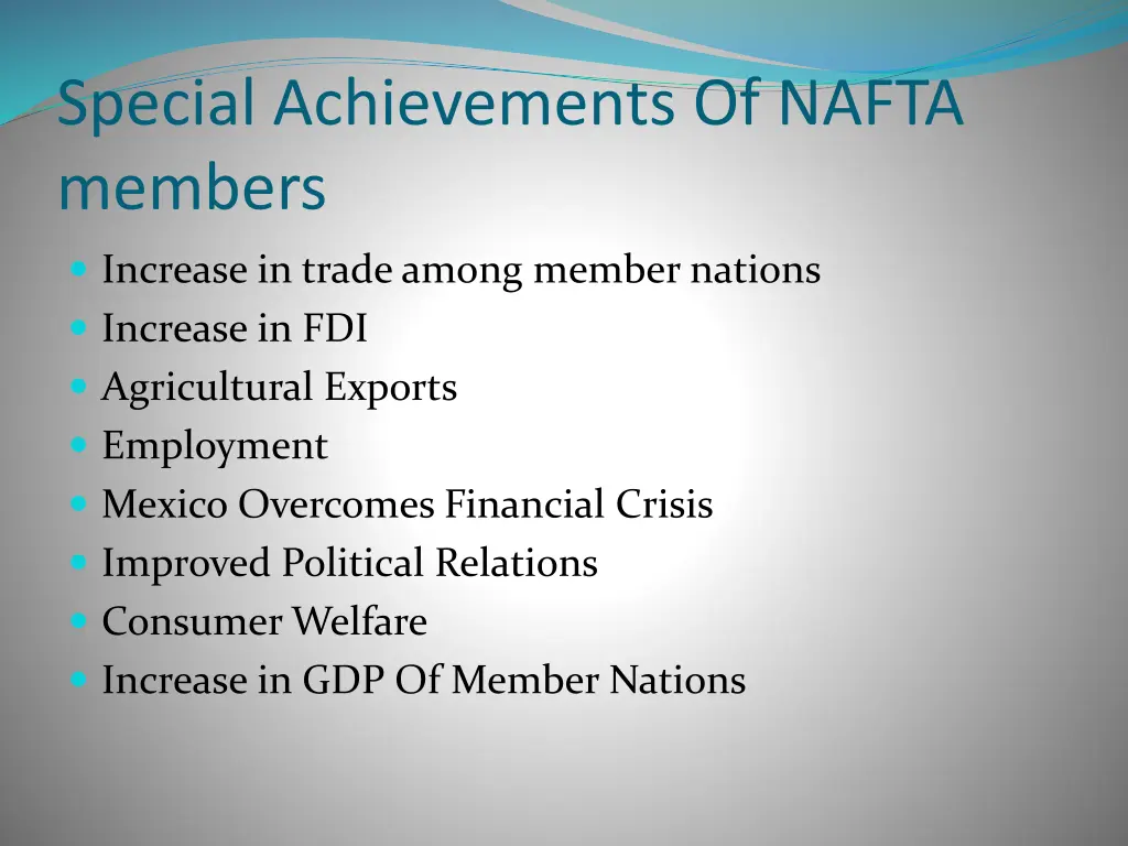 special achievements of nafta members