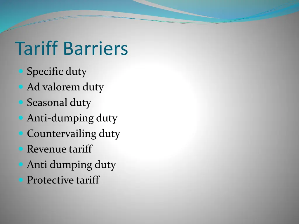 tariff barriers