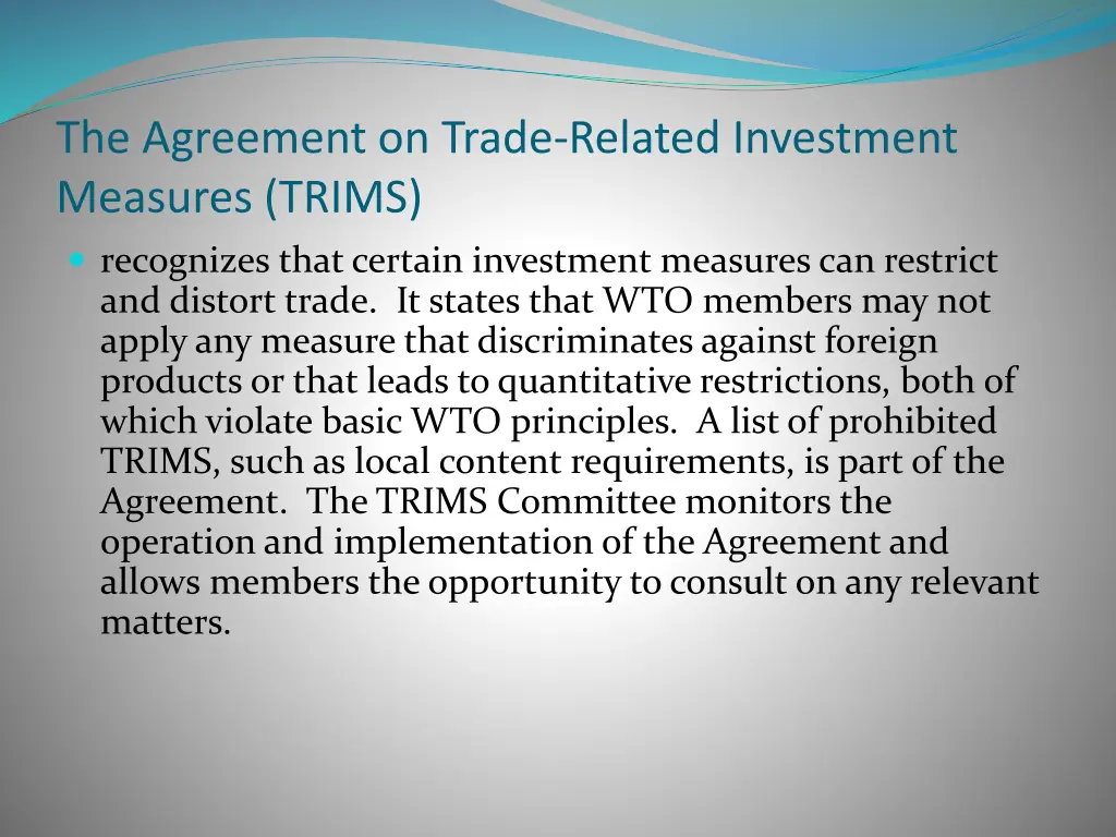 the agreement on trade related investment