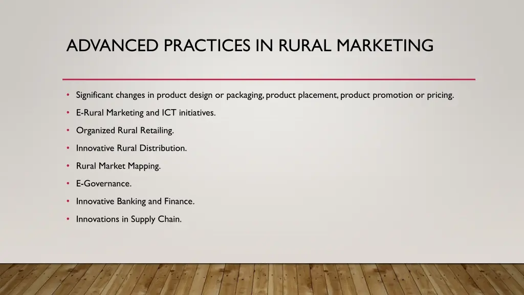 advanced practices in rural marketing