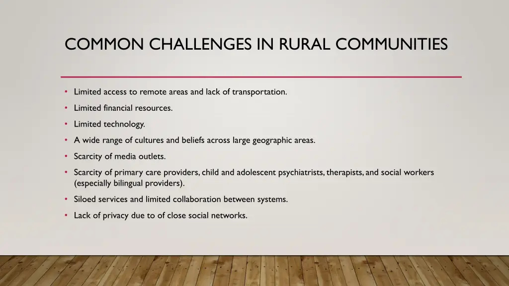 common challenges in rural communities