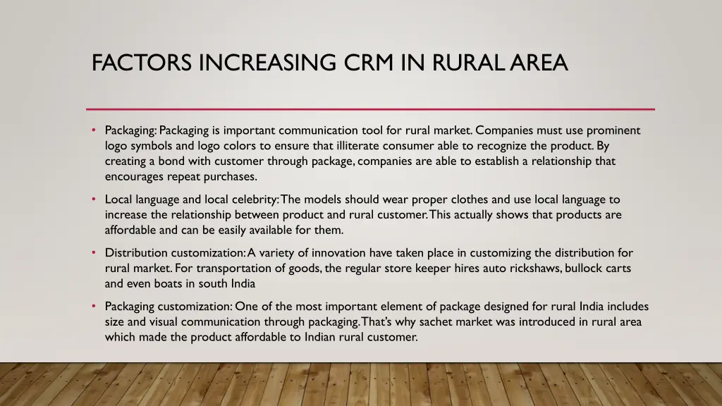 factors increasing crm in rural area