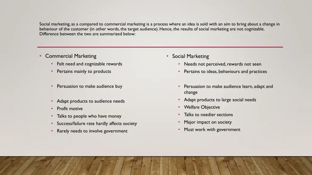 social marketing as a compared to commercial