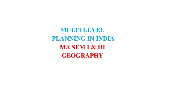 multi level planning in india