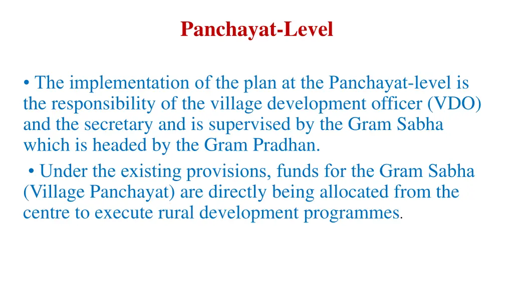 panchayat level