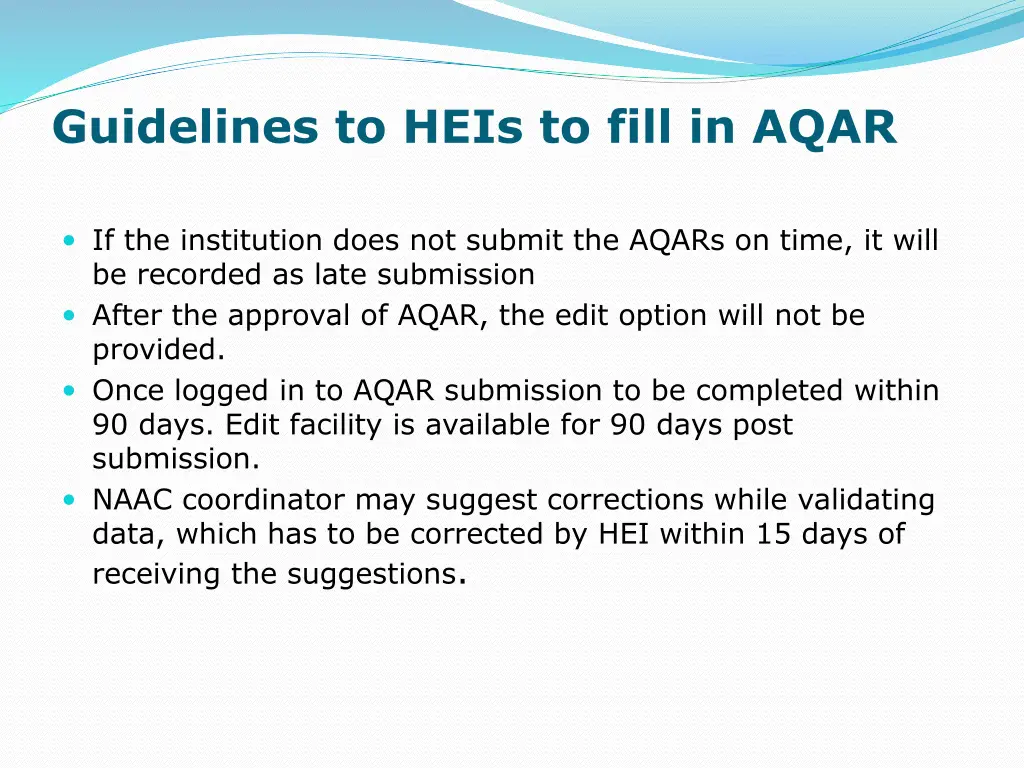 guidelines to heis to fill in aqar 3