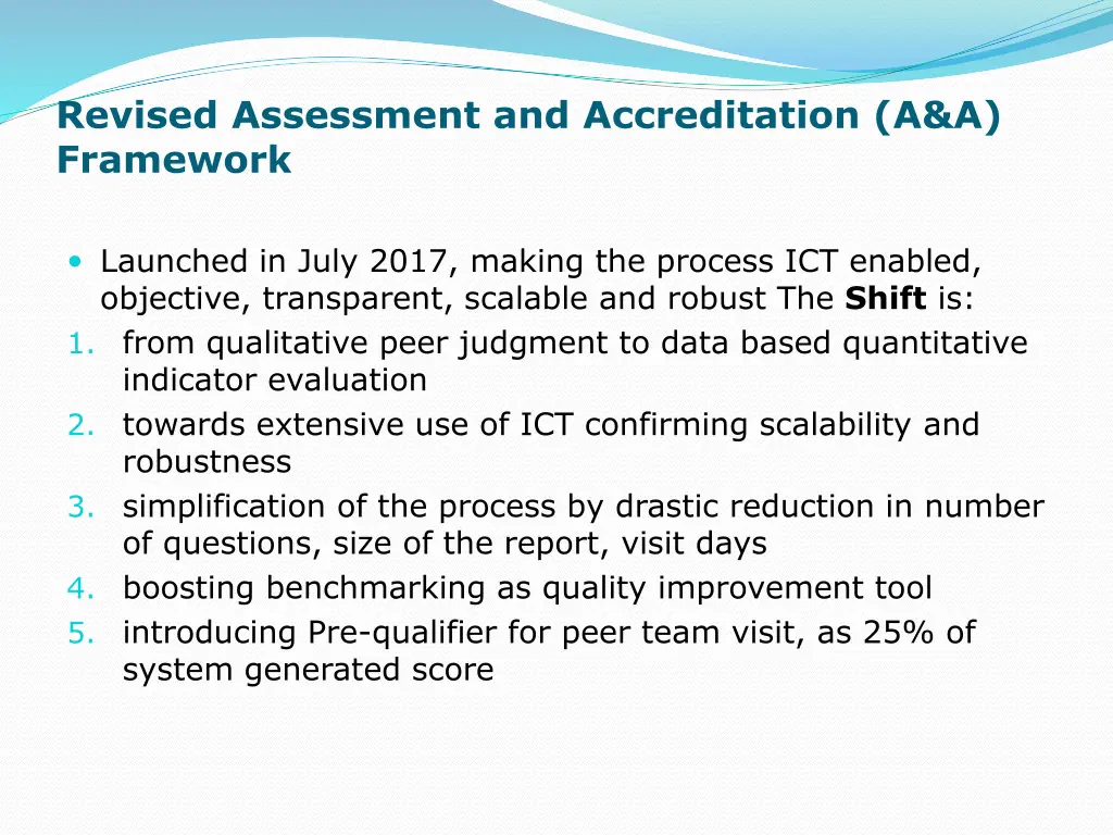 revised assessment and accreditation a a framework